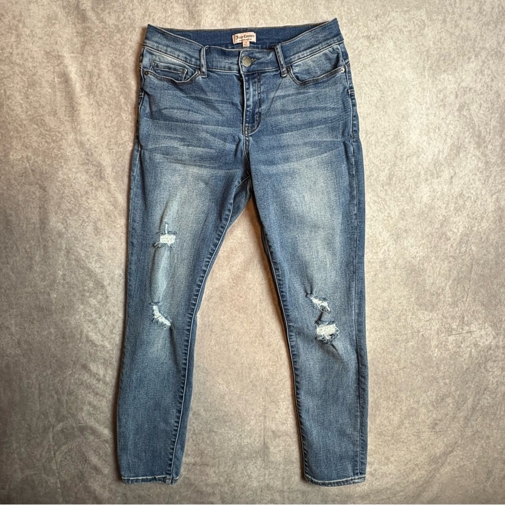 Juicy Couture Blue Distressed Mid-rise Skinny Jeans Size 8
